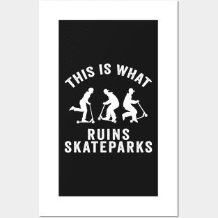 Scooter Kids Ruin Skateparks Skateboarding Gift Posters and Art